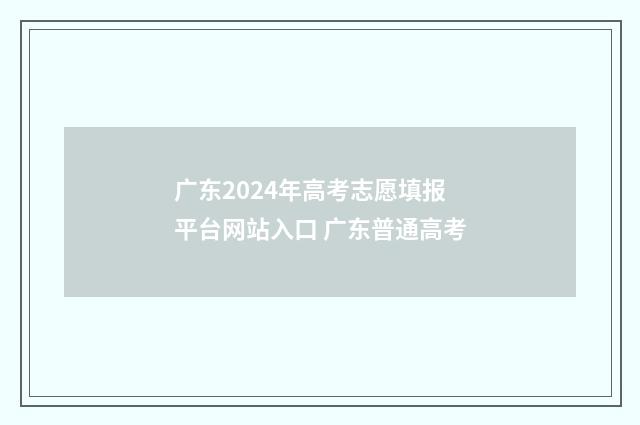 广东2024年高考志愿填报平台网站入口 广东普通高考