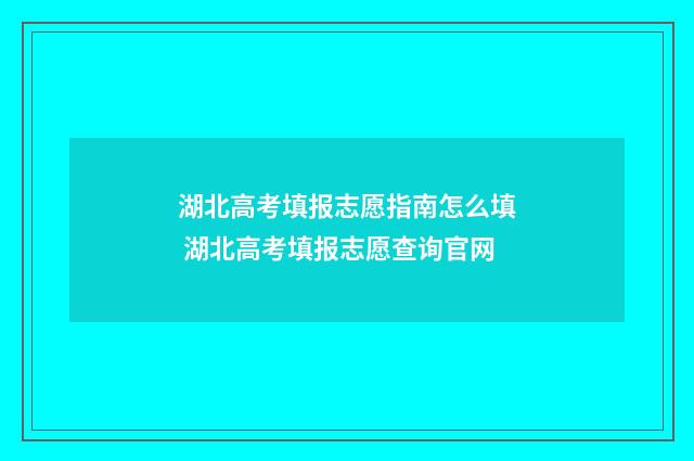 湖北高考填报志愿指南怎么填 湖北高考填报志愿查询官网