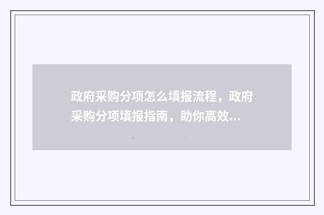 政府采购分项怎么填报流程，政府采购分项填报指南，助你高效完成填报！ 政府采购分标段