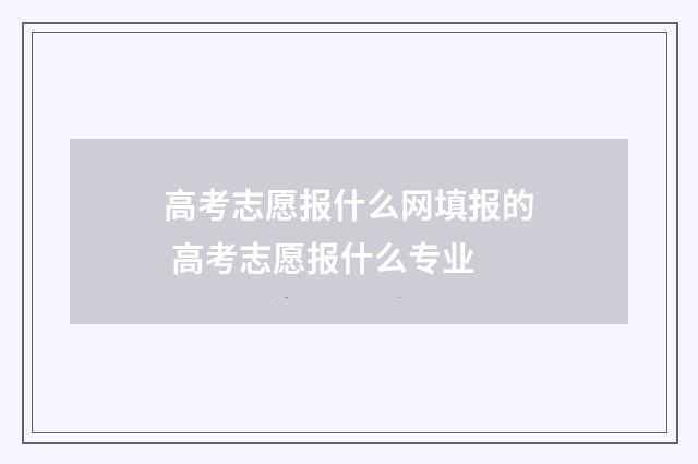 高考志愿报什么网填报的 高考志愿报什么专业