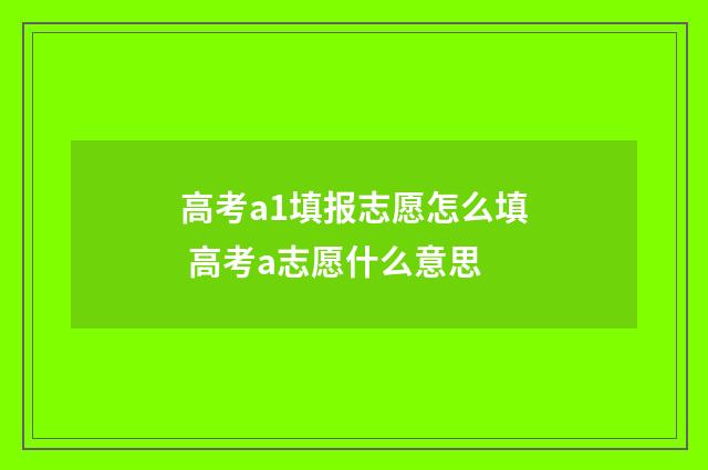 高考a1填报志愿怎么填 高考a志愿什么意思