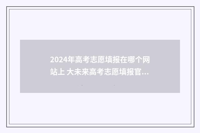 2024年高考志愿填报在哪个网站上 大未来高考志愿填报官网
