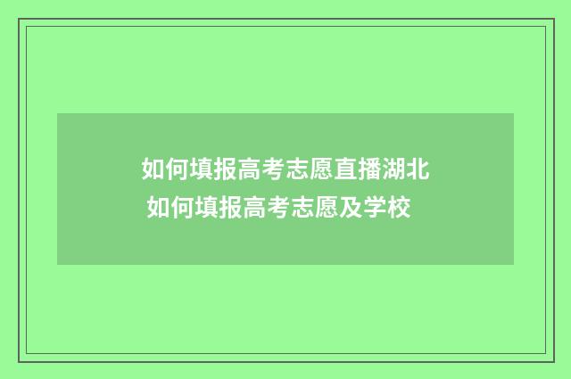 如何填报高考志愿直播湖北 如何填报高考志愿及学校