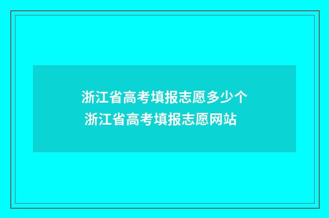 浙江省高考填报志愿多少个 浙江省高考填报志愿网站
