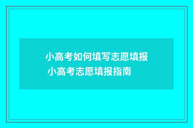 小高考如何填写志愿填报 小高考志愿填报指南