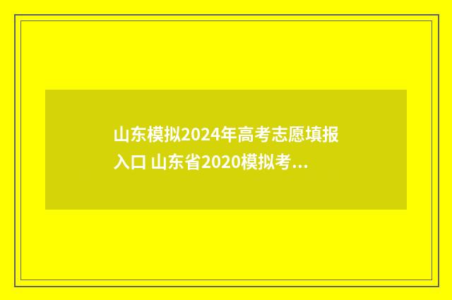 山东模拟2024年高考志愿填报入口 山东省2020模拟考试