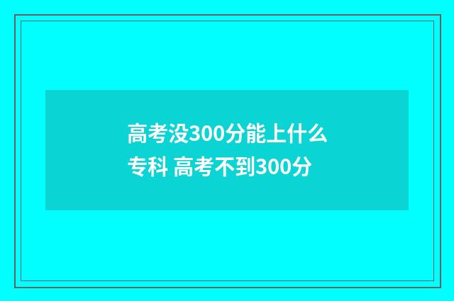 高考没300分能上什么专科 高考不到300分
