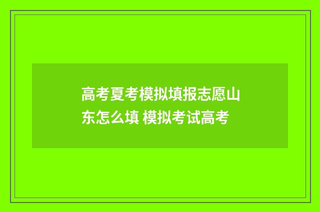 高考夏考模拟填报志愿山东怎么填 模拟考试高考
