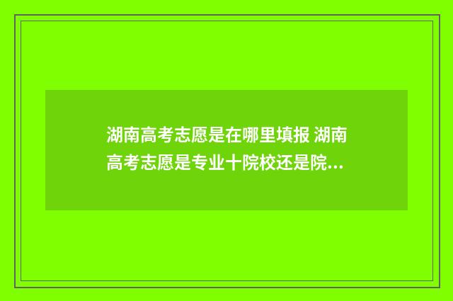 湖南高考志愿是在哪里填报 湖南高考志愿是专业十院校还是院校十专业
