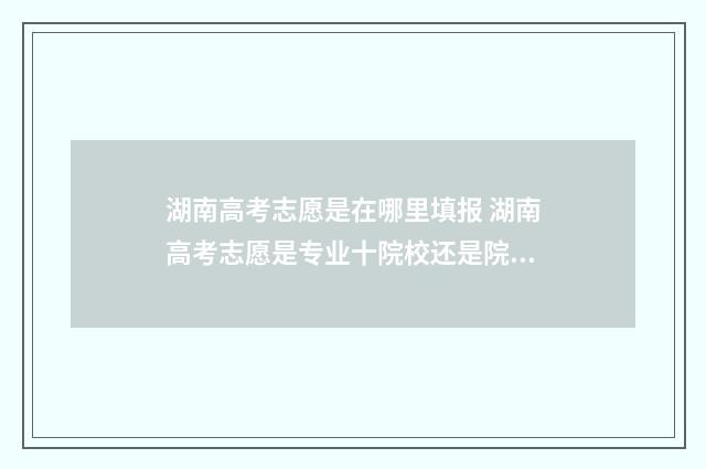 湖南高考志愿是在哪里填报 湖南高考志愿是专业十院校还是院校十专业