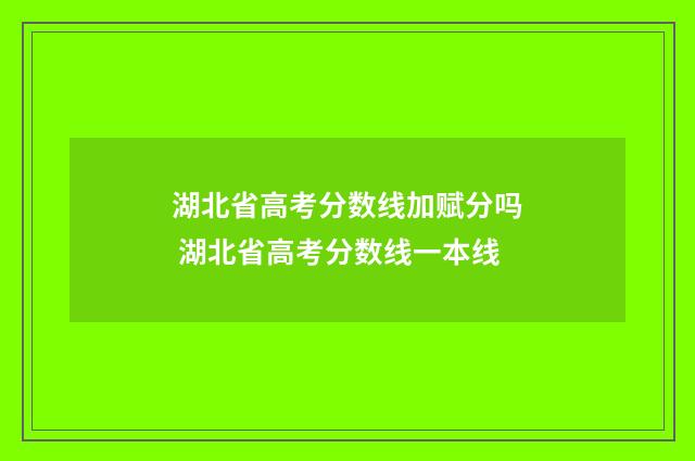 湖北省高考分数线加赋分吗 湖北省高考分数线一本线
