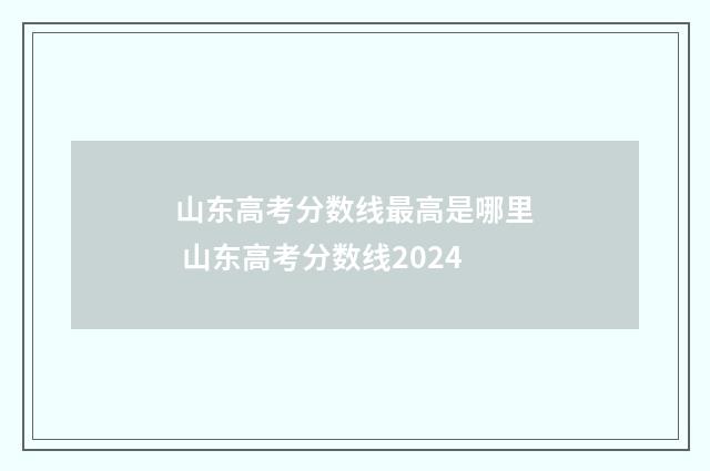 山东高考分数线最高是哪里 山东高考分数线2024