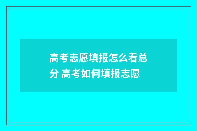 高考志愿填报怎么看总分 高考如何填报志愿