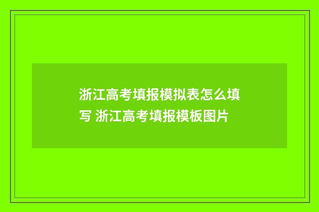 浙江高考填报模拟表怎么填写 浙江高考填报模板图片