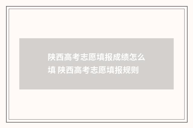 陕西高考志愿填报成绩怎么填 陕西高考志愿填报规则
