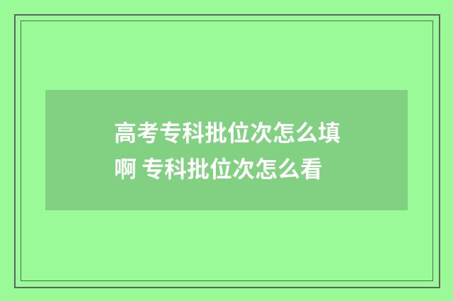 高考专科批位次怎么填啊 专科批位次怎么看