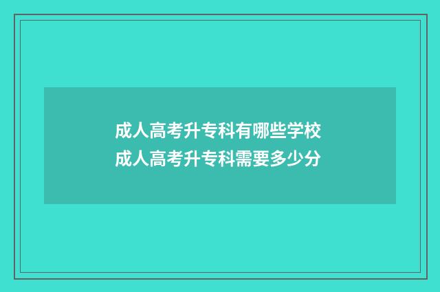 成人高考升专科有哪些学校 成人高考升专科需要多少分