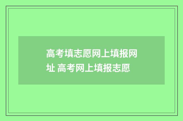 高考填志愿网上填报网址 高考网上填报志愿