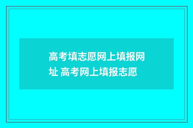高考填志愿网上填报网址 高考网上填报志愿