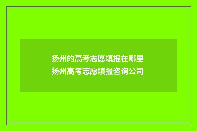 扬州的高考志愿填报在哪里 扬州高考志愿填报咨询公司