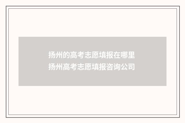 扬州的高考志愿填报在哪里 扬州高考志愿填报咨询公司