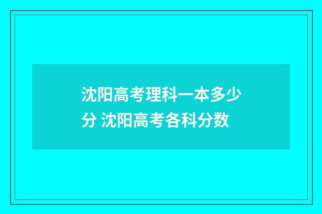 沈阳高考理科一本多少分 沈阳高考各科分数