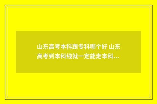 山东高考本科跟专科哪个好 山东高考到本科线就一定能走本科吗