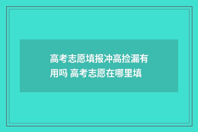 高考志愿填报冲高捡漏有用吗 高考志愿在哪里填