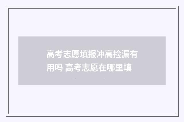 高考志愿填报冲高捡漏有用吗 高考志愿在哪里填