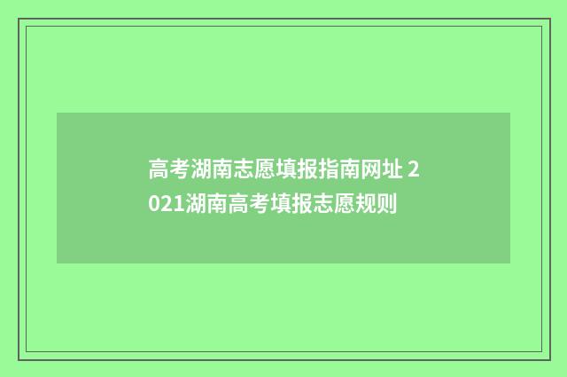 高考湖南志愿填报指南网址 2021湖南高考填报志愿规则