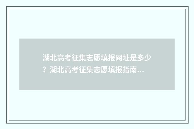 湖北高考征集志愿填报网址是多少？湖北高考征集志愿填报指南 湖北高考征集志愿入口