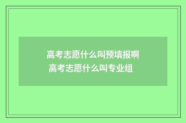 高考志愿什么叫预填报啊 高考志愿什么叫专业组