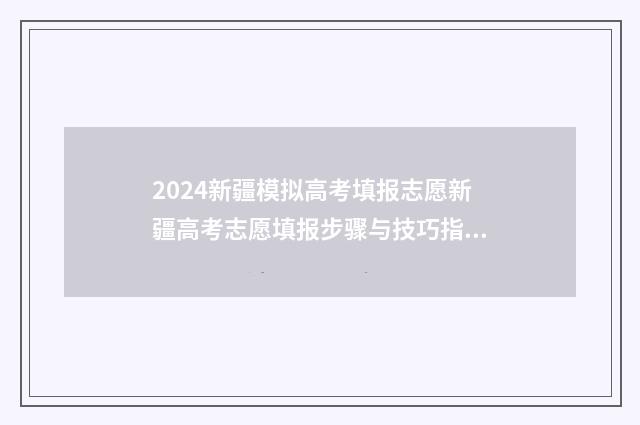 2024新疆模拟高考填报志愿新疆高考志愿填报步骤与技巧指南 新疆高考模拟填报系统