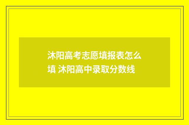 沐阳高考志愿填报表怎么填 沐阳高中录取分数线