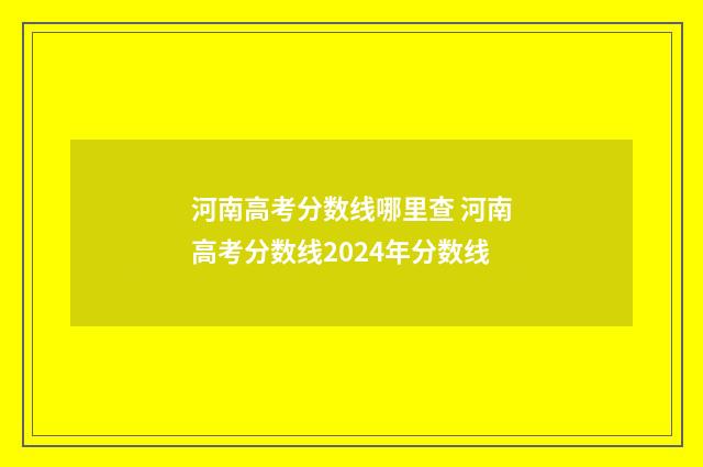 河南高考分数线哪里查 河南高考分数线2024年分数线