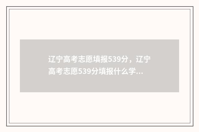 辽宁高考志愿填报539分，辽宁高考志愿539分填报什么学校 辽宁高考志愿填报表范本