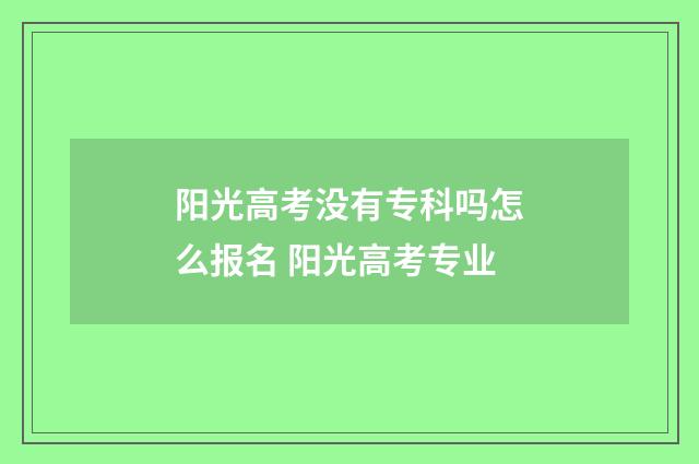 阳光高考没有专科吗怎么报名 阳光高考专业