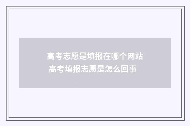 高考志愿是填报在哪个网站 高考填报志愿是怎么回事
