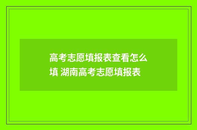 高考志愿填报表查看怎么填 湖南高考志愿填报表