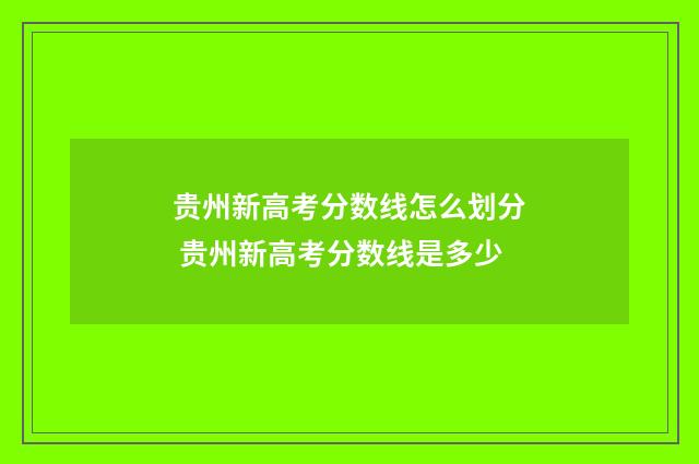 贵州新高考分数线怎么划分 贵州新高考分数线是多少