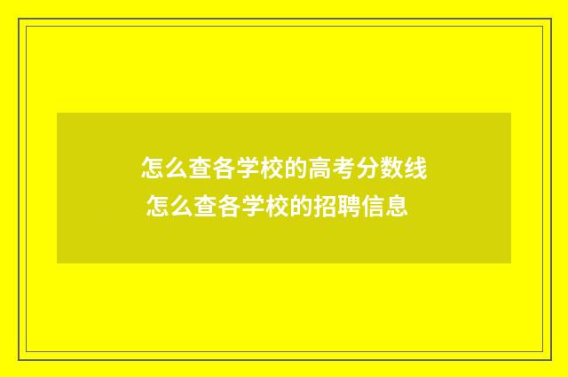 怎么查各学校的高考分数线 怎么查各学校的招聘信息