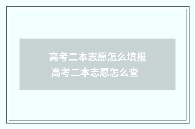 高考二本志愿怎么填报 高考二本志愿怎么查