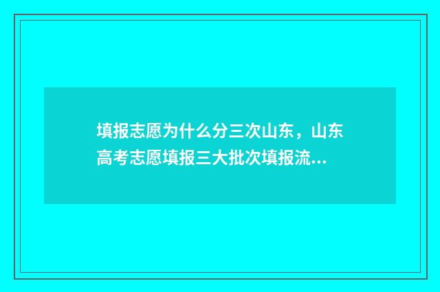 填报志愿为什么分三次山东，山东高考志愿填报三大批次填报流程解析 填报志愿为什么不显示总成绩