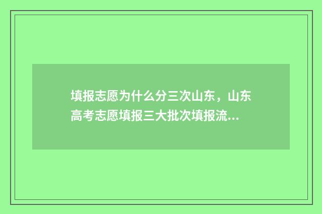 填报志愿为什么分三次山东，山东高考志愿填报三大批次填报流程解析 填报志愿为什么不显示总成绩