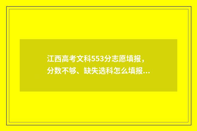 江西高考文科553分志愿填报，分数不够、缺失选科怎么填报？ 江西高考文科553分排名