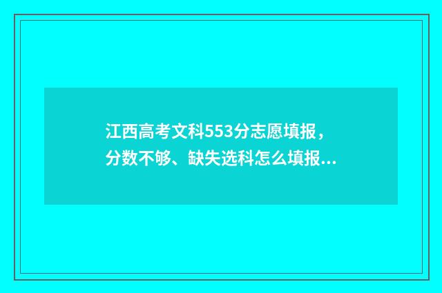 江西高考文科553分志愿填报，分数不够、缺失选科怎么填报？ 江西高考文科553分排名