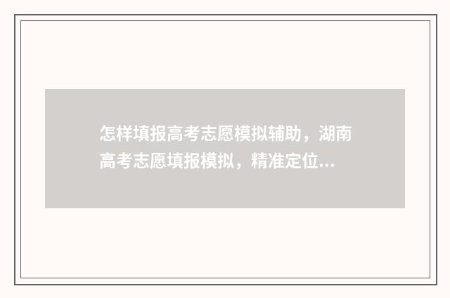 怎样填报高考志愿模拟辅助，湖南高考志愿填报模拟，精准定位理想院校 怎样填报高考志愿流程图