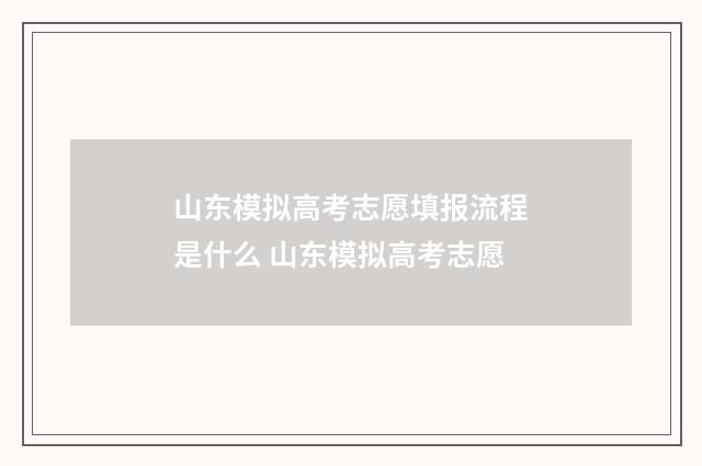 山东模拟高考志愿填报流程是什么 山东模拟高考志愿
