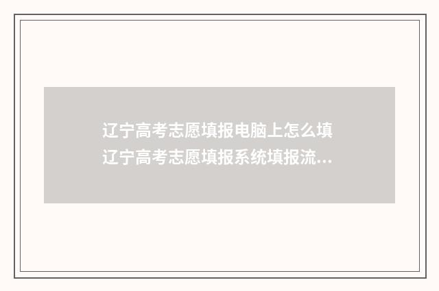 辽宁高考志愿填报电脑上怎么填 辽宁高考志愿填报系统填报流程