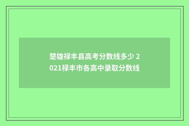 楚雄禄丰县高考分数线多少 2021禄丰市各高中录取分数线